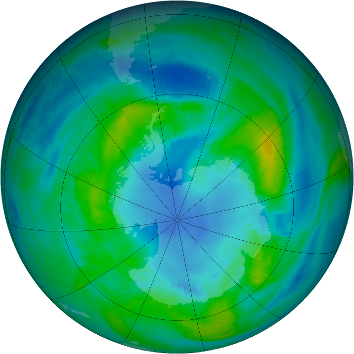 Antarctic ozone map for 18 April 1982